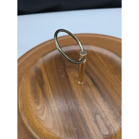 MCM Wooden Lazy Susan Cottagecore Serving Round Spinning Turntable Tray 15" - Picture 3 of 5